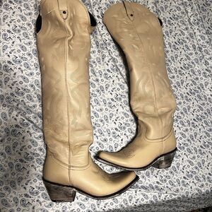 LIBERTY Black Cream Over the Knee Boots